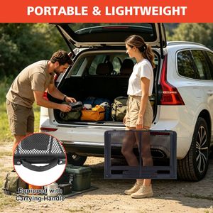 Tavolo da campeggio pieghevole portatile leggero da 3 piedi con piano in rete per picnic all'aperto e barbecue, nero - Product Image 5