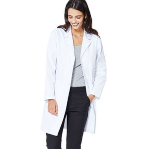 Bata de Laboratorio Blanca para Mujer, Tejida, de Algodón y Poliéster, Uniforme de Hospital, 3 Bolsillos, Cierre de Broches, Bata Médica - Product Image 4