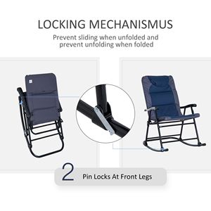 Set da bistrot blu in 3 pezzi con sedie a dondolo da patio e tavolino in vetro per l'intrattenimento all'aperto - Product Image 5