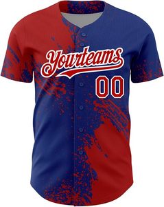 Camiseta de Béisbol Personalizada, Diseño Azul y Rojo, Manga Corta, Absorbe la Humedad, Corte Regular, Unisex para Adultos, Nombre del Equipo, Impresión Sublimada - Product Image 2
