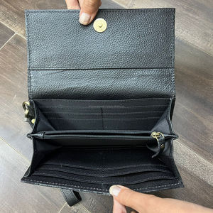 Premium Quality Luxury Turquoise & White Checkered Hair on Genuine Leather Women Clutch Card & Cash Holder Daily Use <b>Wallet</b> - Product Image 6