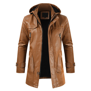New Style <b>Men's</b> Jacket Manteau <b>Men</b> Plus Size <b>Long</b> <b>Coats</b> Fashion <b>Men's</b> Brown Leather Jackets - Product Image 6