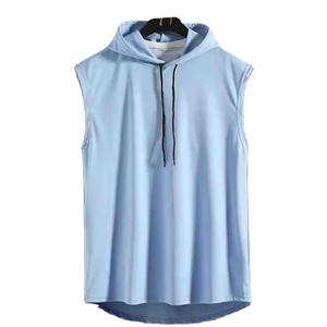 À la mode nouveau sweat à capuche sans manches Simple couleur unie haut à capuche été respirant gilet haut du corps vêtements pour les Couples à porter - Product Image 2