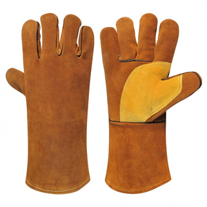 Guantes de Seguridad de Cuero Resistentes al Calor, 14 Pulgadas, Rojos y Amarillos, Protección Contra el Calor para Soldadura, Puño Recto, Resistentes a la Abrasión - Product Image 5