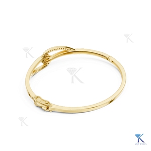 Lab Grown Diamond Round Brilliant Cut Filled Interlocking <b>Infinity</b> Bangle 14K/18K Solid Gold Luxury Unisex <b>Bracelet</b> - Product Image 5