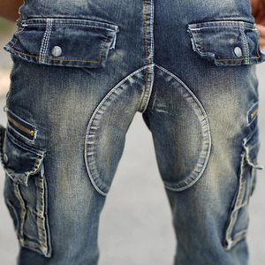 Men's Distressed Denim Cargo Shorts Mid Waist With Pockets Summer Casual Style 100% Cotton Woven Fabric - Product Image 3