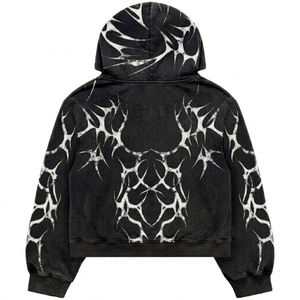 Sweat-shirt à capuche vintage pour homme avec motif toile d'araignée, délavé à l'acide, coupe oversize, style streetwear, fabricant OEM - Product Image 2