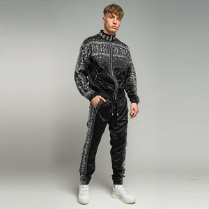 Conjunto de Chándal Personalizado con Pedrería de Estrellas para Hombre, Estilo Urbano, Sudadera con Cremallera y Pantalones de Chándal con Pedrería, Conjunto Deportivo para Hombre - Product Image 6