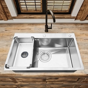 7848 Single-Bowl Emboss 304 Stainless Steel Brushed Satin <b>Kitchen</b> <b>Sink</b> Rectangle Shape Handmade Viet Nam Factory Direct One-Hole - Product Image 1