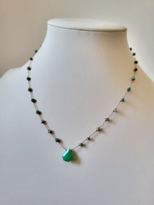 Handmade <b>Green</b> Chrysoprase Gemstone Pendant <b>Beaded</b> <b>Necklace</b> Adjustable Cord Boho Jewelry Women Gift - Product Image 4