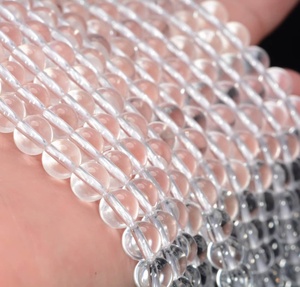 Perles rondes en quartz cristal blanc naturel, lisses et polies, pour la fabrication de bijoux, vente en gros - Product Image 1