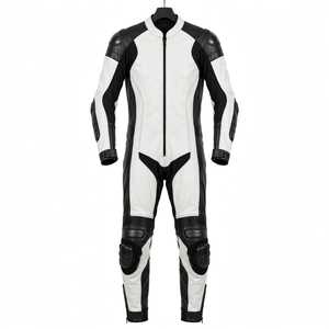 ชุดแข่งรถมอเตอร์ไซค์หนังสีแดงดำสำหรับผู้ชายแบบเต็มตัว - Product Image 5