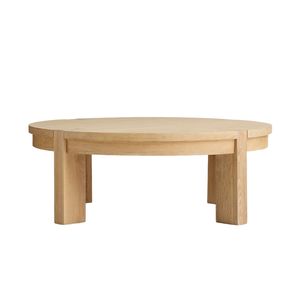 Mesa de Centro Redonda Premium de Madera de Teca Sólida, Estilo Minimalista Japonés-Escandinavo para Sala de Estar - Product Image 1