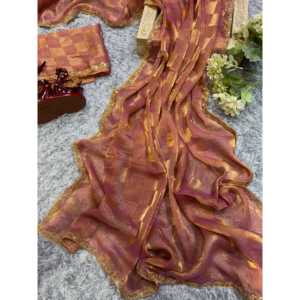 Sari en dentelle Moti de créateur, élégant pour les soirées et les occasions spéciales - Product Image 2