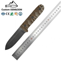 Pisau Berburu & Kemah DIY OEM Baja D2 Gagang Serat Linen Perlengkapan Survival Outdoor Ketebalan Bilah 2.8mm Panjang 22.4cm Buatan Tangan