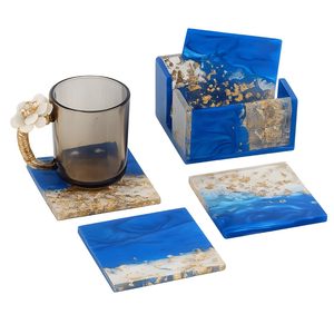 Modern Resin Tea Coasters Irregular Shape Black Gold Leaf Design Art Deco Handmade HASAN CRAFT Home <b>Decor</b> for <b>Kitchen</b> Indoor Use - Product Image 4