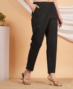 Pantalon décontracté d'été coupe classique pour femme, couleur noire, confortable, respirant, en tissu extensible écologique, élégant pour le quotidien - Product Image 4