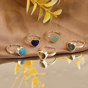 Heart Shape 18k Silver Plated Brass Gemstone <b>Ring</b> <b>Adjustable</b> Women Japanese Fashion Jewelry Luxury Style Bezel Setting <b>Rings</b> - Product Image 5