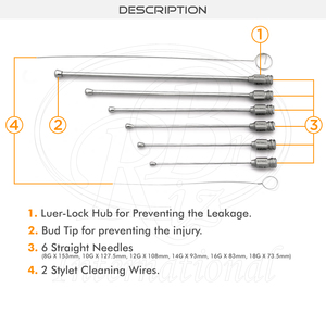 ชุดเข็มฉีดยาสแตนเลสแบบใช้ซ้ำได้ Rizbro International Bird Feeding พร้อมหัวเข็มแบบ Luer-Lock ตรง 8 ชิ้น ปลายเข็มแบบ Bud Tip ผิวเงา ISO CE - Product Image 3
