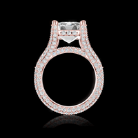 Cincin Tunangan Wanita Berlian Potongan Brilian Buatan Laboratorium Aurum Diam Warna E Bersertifikat EGL Model Mewah Berlapis Perak 925 AURG-144