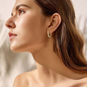 Superior Spark Diamond <b>Stud</b> <b>Earrings</b> Flower Shape Gold Plated 925 Sterling Silver for Fashion Party Anniversary Event Use India - Product Image 1