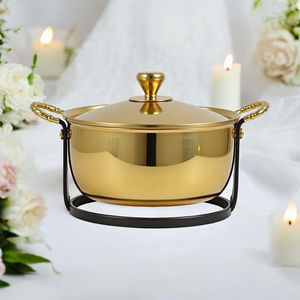 Casserole en aluminium, pot à soupe, double poignée, passe au lave-vaisselle, compatible gaz et induction, grande capacité, couleur or - Product Image 4