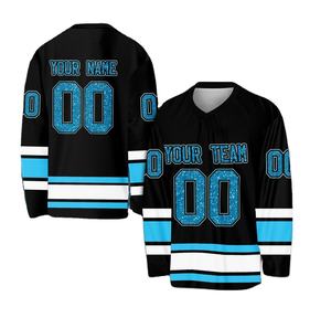 Maillot de hockey sur glace 7V7 avec logo personnalisé, transfert thermique, 100% polyester, coupe-vent, séchage rapide, dernière collection de vêtements de hockey sur glace, différents designs - Product Image 1