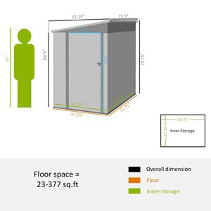 Outdoor <b>4x6</b> ft White Lean-to Storage Shed with Lockable Door Vents Wood <b>Frame</b> Easily Assembled for Garden Tools Patio Lawn - Product Image 3