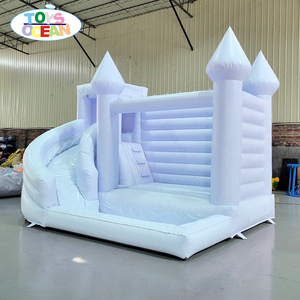 Nhà <span class=keywords><strong>Bouncy</strong></span> Cho Trẻ Em Màu Xanh Nhạt Thương Mại Tùy Chỉnh Nhà Bounce Màu Trắng Kết Hợp Bật Nảy Bơm Hơi Với Cầu Trượt Nước Hồ Bơi - Product Image 1