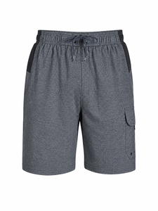 <b>Men</b> Gray Knitted Board Shorts With Drawstring Waist And Side Pockets Quick Dry Swim <b>Trunks</b> - Product Image 1