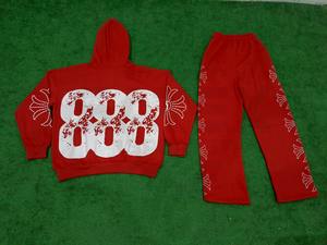 Ensemble de survêtement décontracté pour homme, style streetwear, coupe unie, effet vieilli, délavé au soleil, sweat à capuche et pantalon de survêtement, effet délavé à l'acide, deux pièces - Product Image 6