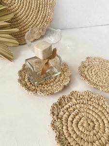 Juego de Posavasos con Forma de Flor, Hechos a Mano con Ratán, Aptos para Decoración de Mesa de Comedor, Fiestas y Regalos, de la India - Product Image 3