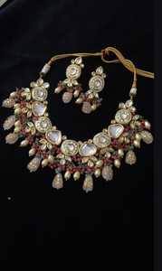 Gold Plated Imitation Pearl Beaded <b>Statement</b> <b>Necklace</b> Set with Crystal Rhinestones Flower Design for Women Wedding Jewelry - Product Image 5