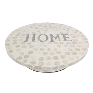 Base Redonda para Pastel de MDF con Incrustaciones de Capiz y Madreperla Hecha a Mano con Diseño de Letras HOME para Decoración del Hogar en Acción de Gracias y Graduación - Product Image 1