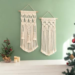 Bohemian macrame wall hanging Geometric design tassels Indoor living room decor Boho style wall hanging - Product Image 1