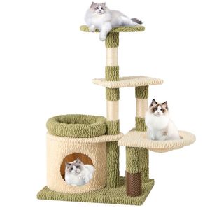 Torre per Gatti a Più Livelli da 38 Pollici con Cuccia e Letto, Albero Estetico per Gatti e Tiragraffi - Product Image 4