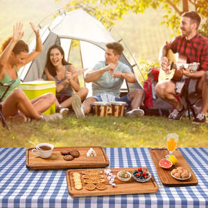 Eco-Friendly Stackable Wooden Serving <b>Trays</b> with Foldable Legs Dishwasher Safe Easy <b>Storage</b> for Residential Use - Product Image 4
