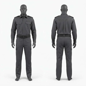Uniforme de Guardia de Seguridad de Sarga de Polialgodón Premium 200 GSM, Camisa Gris Oscuro, Pantalones Cargo, Chaqueta, Epaulettes, Logotipo Bordado Personalizado - Product Image 1