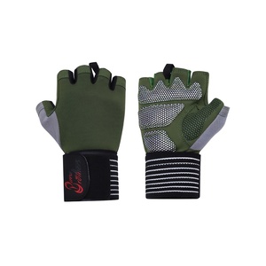 Gants de musculation unisexes avec sangles de poignet, demi-doigts, en nylon, taille L, protection complète de la paume - Product Image 3