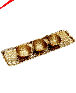 Nouveauté : Ensemble de 3 petits bols ronds plaqués or haut de gamme pour plateau de service, fruits secs, bonbons et noix - Product Image 1