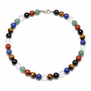 Collar de cuentas de amazonita de 8 mm de Rudra Gems, cuentas de piedra natural moteada, cierre seguro de plata, estilo religioso, unisex, terceros. - Product Image 4