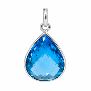 Colgante de Topacio Azul Corte Pera en Plata de Ley 925 con Baño de Rodio, Joyería de Lujo para Mujer/Unisex - Product Image 3