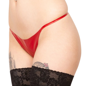 Tanga Roja para Mujer con Cintas de Encaje Negro en los Muslos, Diseño Sexy de Color Sólido sin Costuras, Estilo de Talle Bajo - Product Image 2