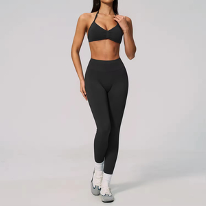 Ensemble de yoga respirant et sans coutures pour femmes, soutien-gorge de sport à bretelles, vêtements de sport, leggings, ensembles de yoga grande taille - Product Image 2