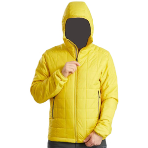 Men's Hooded Quilted <b>Jacket</b> Windproof Polyester Filling Zipper Closure Casual Style Winter Wear Regular Fit Solid <b>Yellow</b> - Product Image 1