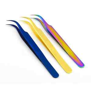 Professional Quality 75 Degree Curved Stainless Steel Eyelash Extension Tweezers With Fine Points Fan Pickup <b>Isolation</b> - Product Image 2