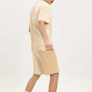Conjunto de Camiseta y Pantalones Cortos de Algodón de Color Personalizado para Hombre, Ropa Casual de Verano, Color Sólido, Tejido Transpirable de Alta Calidad - Product Image 2