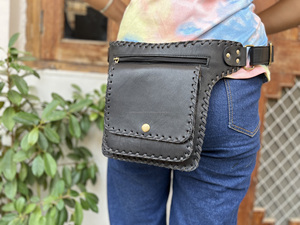 Leather Waist Bag Stylish Leather <b>Pocket</b> <b>Belts</b> Handmade Travel <b>Belt</b> Unisex Hip <b>Pocket</b> <b>Belts</b> - Product Image 5