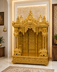 Buy Teak Wood Home Temple/<b>Mandir</b> Traditional Carved Teak Wood Pooja Temple for Indian Homes Manufacturer Exporter & Wholesale UK - Product Image 2