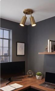 Plafonnier ajustable à 2 lumières en laiton fait main |   Plafonnier double spot de style Mid-Century - Product Image 2